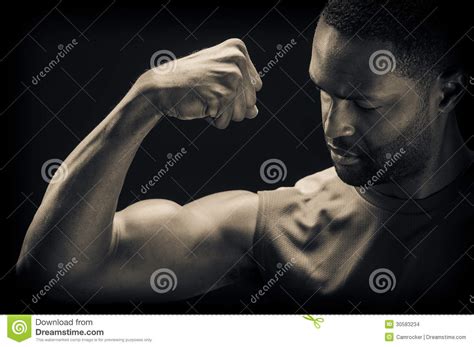 Young African American Man Flexing Biceps Stock Photo Image Of Build