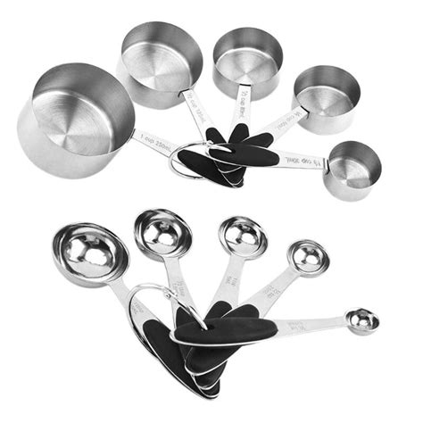 10pcs Stainless Steel Measuring Cups Spoons Set With Silicone Handle