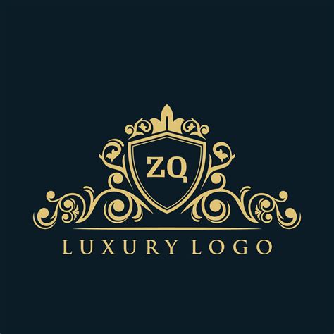 Letter Zq Logo With Luxury Gold Shield Elegance Logo Vector Template