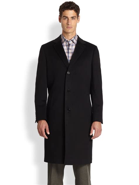 Saks Fifth Avenue Collection Cashmere Coat In Black For Men