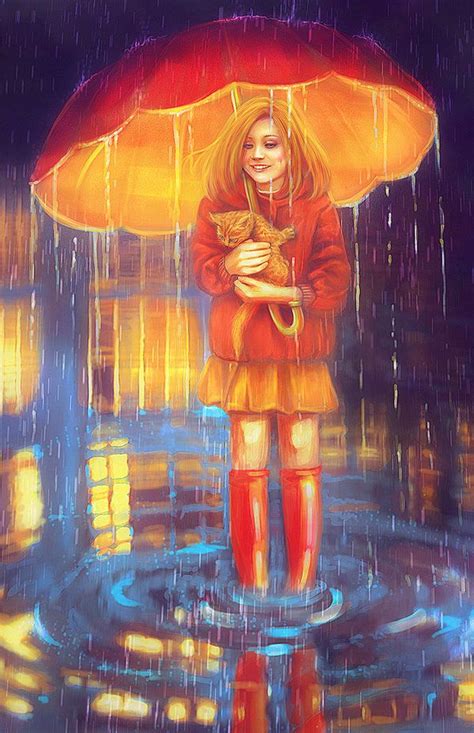 Orange Umbrella Rain Umbrella Under My Umbrella Walking In The Rain Singing In The Rain Art
