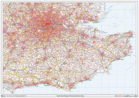 South East England Postcode Sector Wall Map S4 Xyz Maps