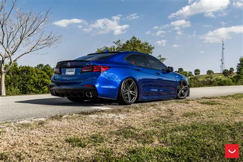 Electric Blue Acura Tlx Wearing A Blacked Out Mesh Grille Acura Tsx