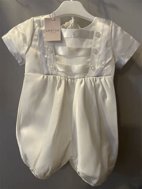 Boys Christening Romper By Linzi Jay Soft Ivory Romper