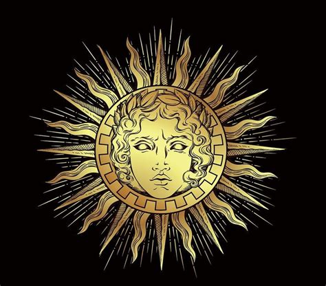 helios antique sun face of the greek apollo god symbol tapestry wall hangings gojeek art