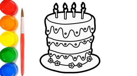 Cara Menggambar Kue Ulang Tahun Mewarnai Gambar Birthday Cake Youtube