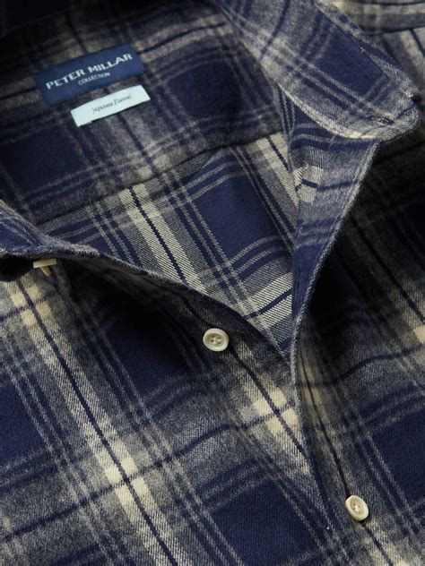 Peter Millar Button Down Collar Checked Cotton Flannel Shirt