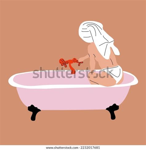 Woman Taking Relaxing Bubble Bath Side Stock Vector Royalty Free 2232017681 Shutterstock