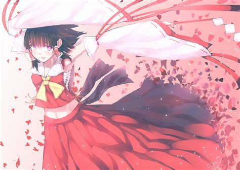 Aoki Miharuu Bandage Brown Hair Hakurei Reimu Japanese Clothes Miko