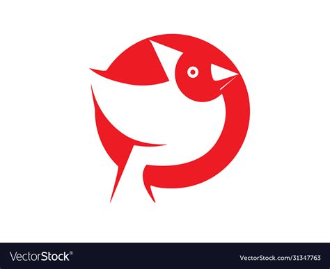 Red Bird In A Circle Shape Logo Design On A White Vector Image