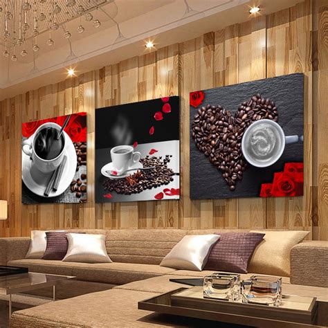 3 Panel Print Coffee Cup Vintage Canvas Painting Wall Pictures For