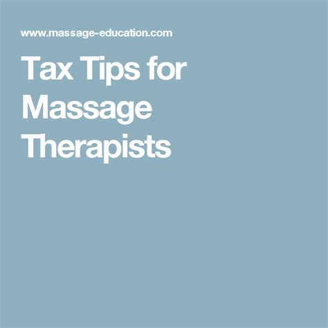 Tax Tips For Massage Therapists Massage Therapist Therapist Massage