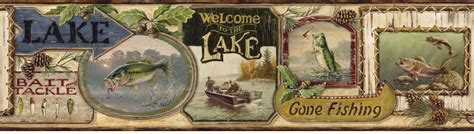 Free Download Fishing Lodge Signs Wallpaper Border 1800x512 For Your