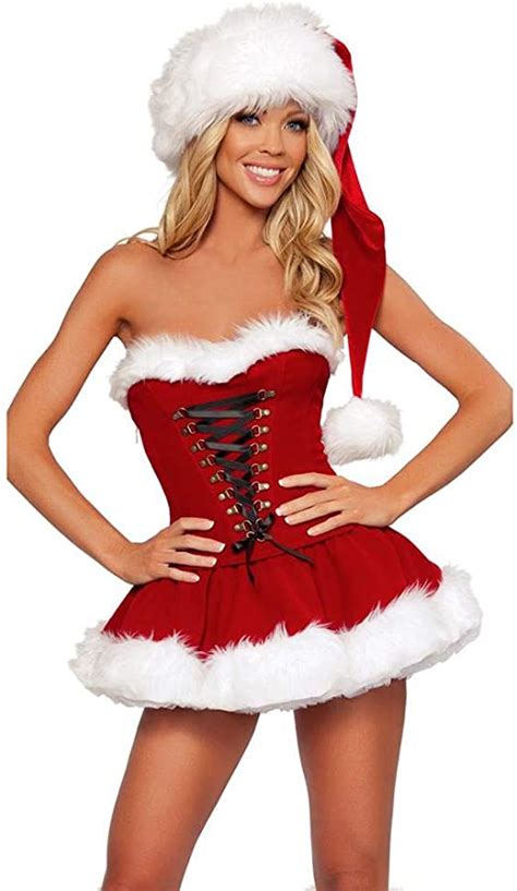 Frau Santa Claus Damen Kostüm Und Hut Frau Sexy Weihnachtskleid Santa Outfit Cosplay Performance