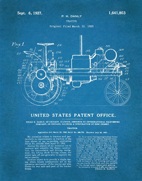1927 International Harvester Tractor Patent Print International