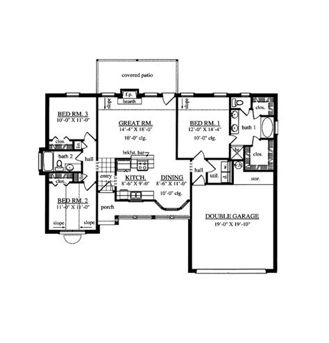 Country Style House Plan 3 Beds 2 Baths 1340 Sqft Plan 42 596