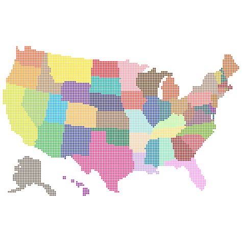 Multicolored United States Map Dots Free Svg