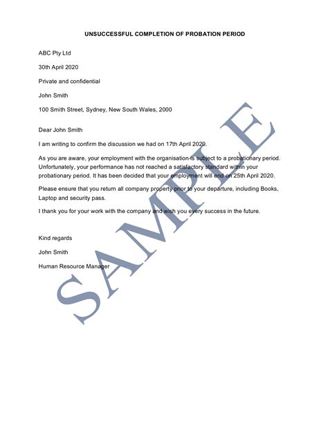 Probation Period Resignation Letter