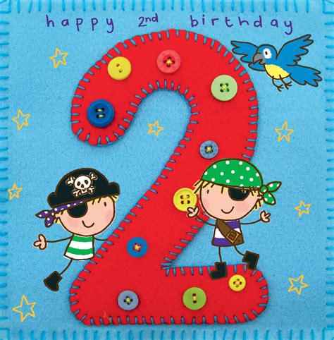 Buy Twizler 2nd Birthday Card For Boy With Pirate And Parrot Two Year
