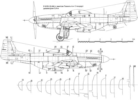 P 51d Mustang Airplane Blueprint Drawing Plans Outline For North 95D