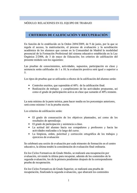 Calaméo Criterios De CalificaciÓn Del MÓdulo