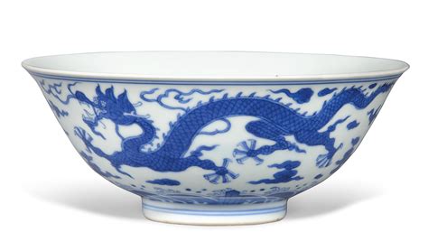 A Blue And White Dragon Bowl