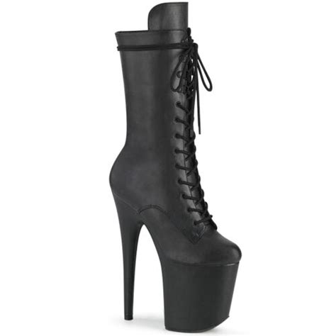 8 black leather stripper dancer ankle boots flaming 1050 pleaser heels 9 10 11 ebay
