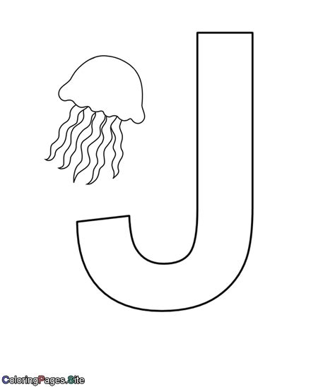 J Letter Online Coloring Page Drawing For Kids