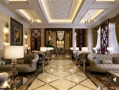 Neutral Color Scheme Classic Interior Design Luxury Living Room