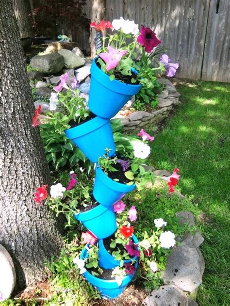 13 Best Stacked Flower Pots Images On Pinterest Clay Pots Backyard