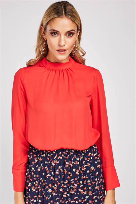 Ruched Front Chiffon Blouse - Just $3