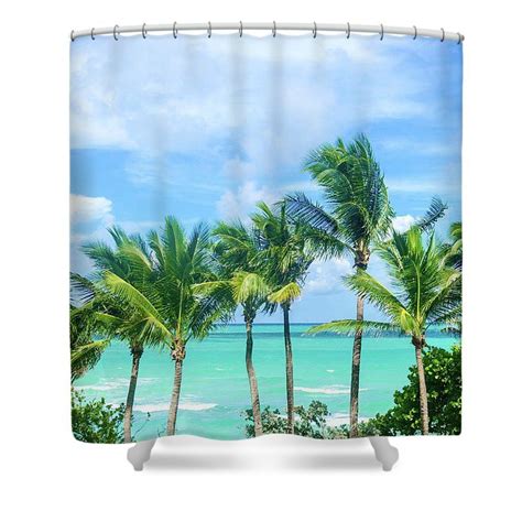 Miami Palms Shower Curtain By Elena Chukhlebova Coastal Bathroom