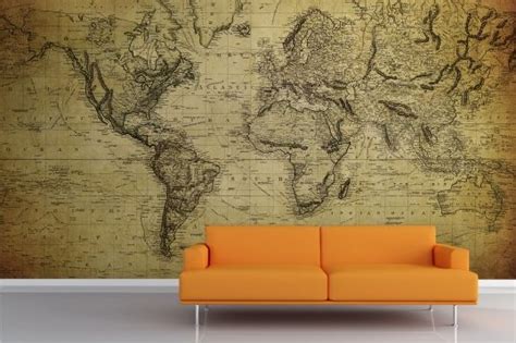 Antique Aged Map Wallpaper Mural Hovia Uk Map Murals Map Wall