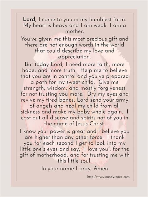 A Mothers Prayer For Her Sick Child Mindy Jaffar