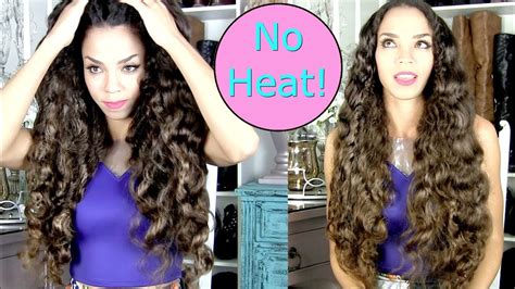 Make sure your hair is damp. No Heat Curls Tutorial - Big Soft Curls WITHOUT Heat Hair ...