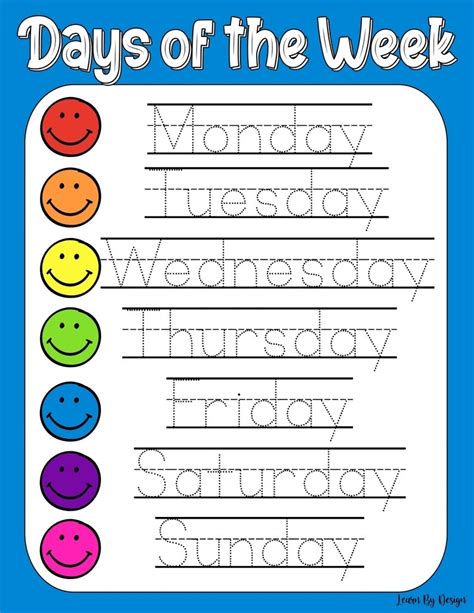 Day Of The Week Printable Month Calendar Printable