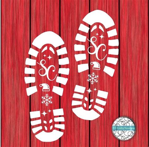 Santa Claus Boot Print Svg Design For Cutting Stencils Etsy Images