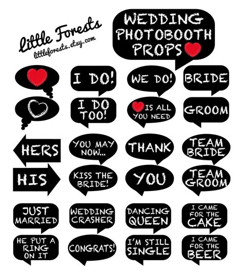 Wedding Photo Booth Props Chalkboard Signs Printable Digital Diy Photobooth 5 00 Via