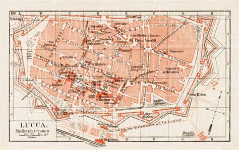 Old Map Of Lucca In 1903 Buy Vintage Map Replica Poster Print Or