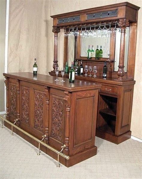 65ft Elegant Solid Mahogany Mirrored Pub Bar W Rails Wnl49