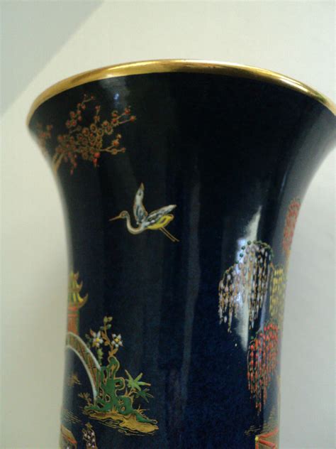 Carlton Ware Blue Royale Vase Asian Temple Scenes C 1920s Ebay