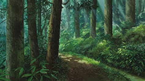 4k Forest Green Background Studio Ghibli Trees Hd Wallpaper Rare