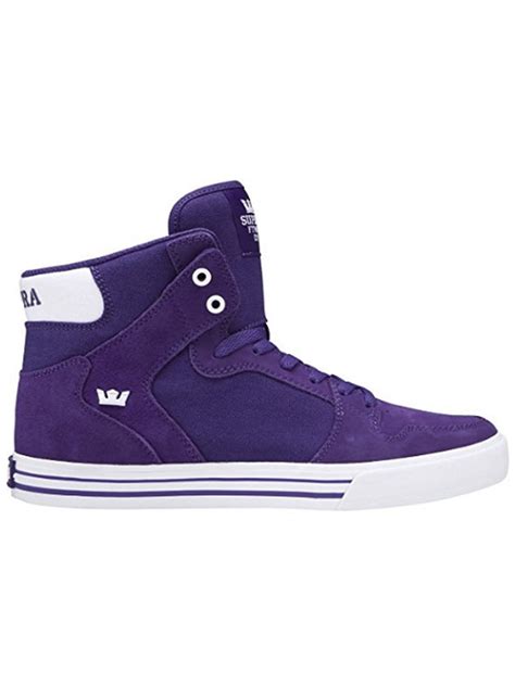 Supra Vaider Mens Suede Hi Top Fashion Sneakers Athletic Shoes Purple