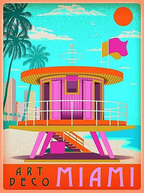 art deco miami beach florida sunny day retro travel wall decor art poster print ebay miami