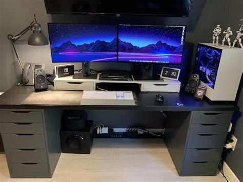 The IKEA Work Play Setup Finalized After Office Remodel Room Setup Computer Gaming Room