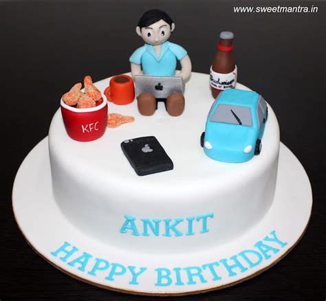 Choose from a curated selection of cake photos. Guy working on laptop with beer theme cake by Sweet Mantra ...