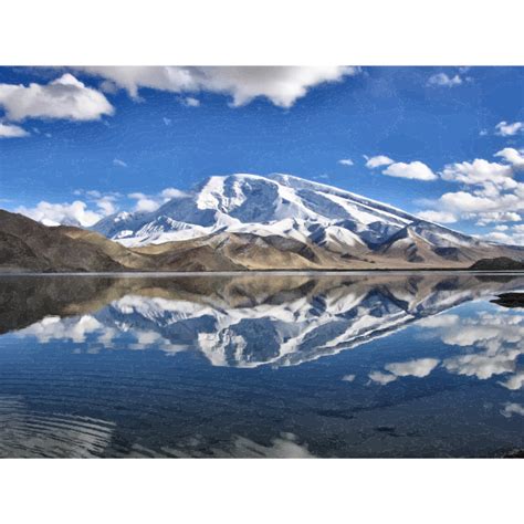 Chinese Mountain Lake Reflection Free Svg