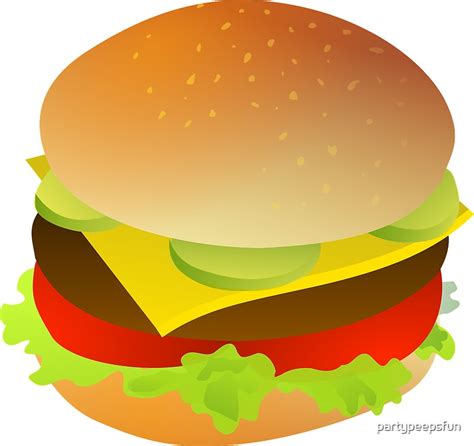Cheeseburger Cartoon Graphic Stickers By Partypeepsfun