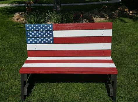 American Flag Bench Outdoor Furniture Decor American Flag