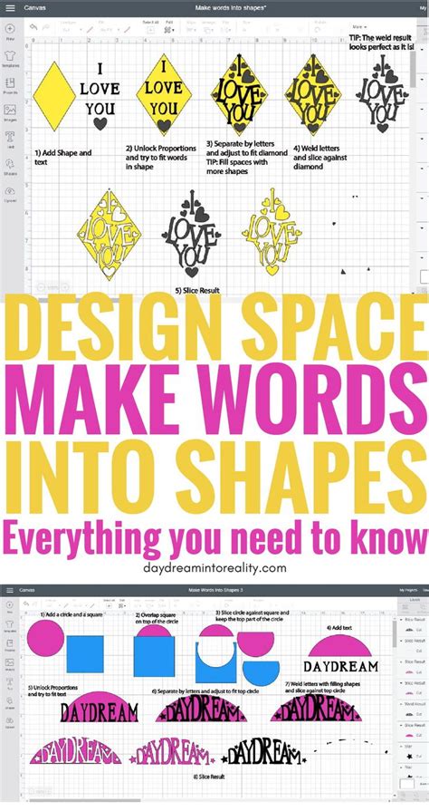 An Info Sheet With The Words Design Space To Make Words Into Shapes And